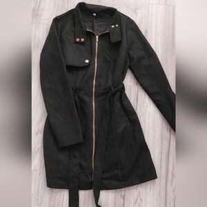 Women's Black Belted Coat